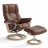 Fauteuil lounge marron + repose pied Montpellier